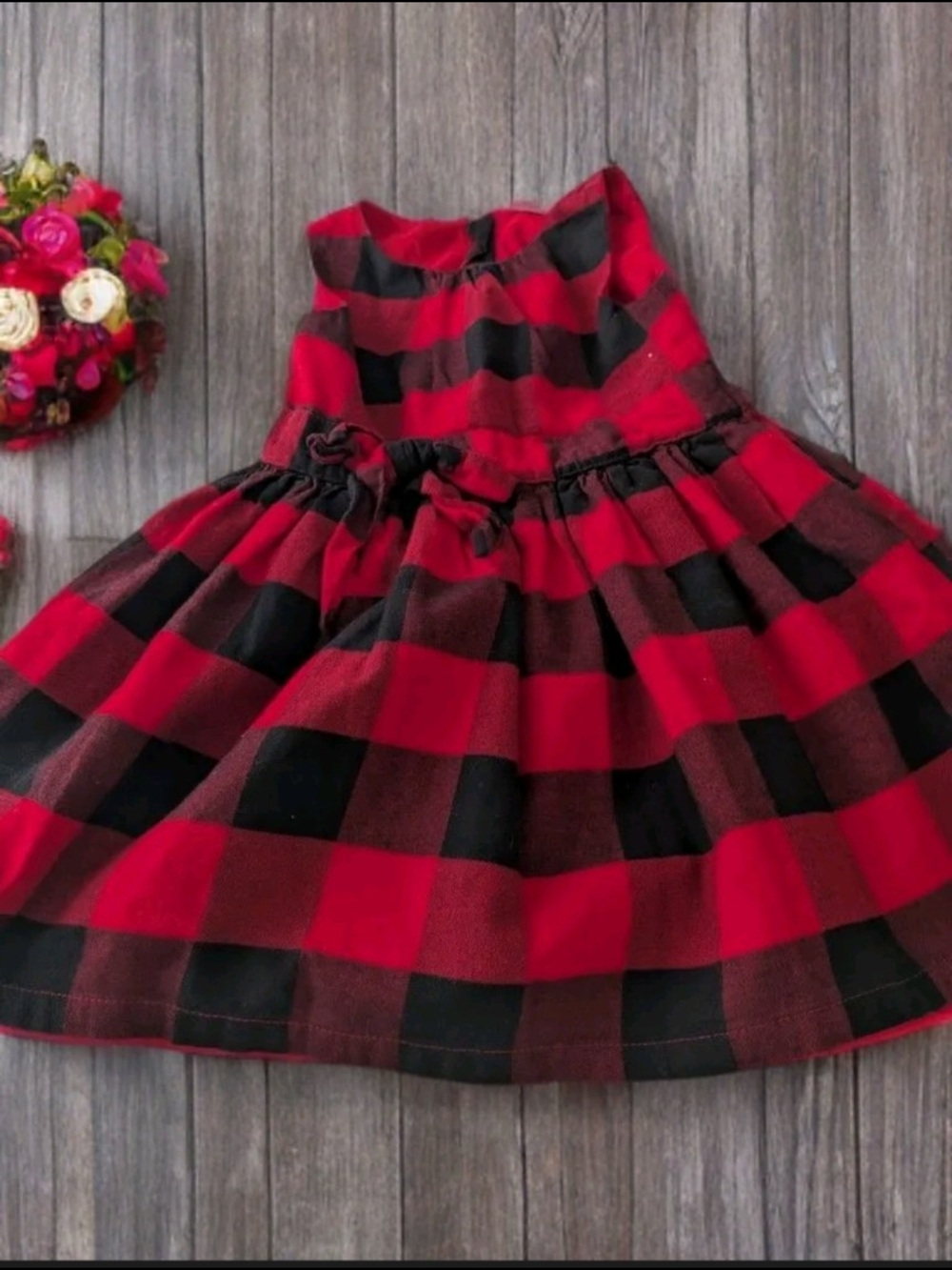Carters red buffalo plaid dress size 2T
